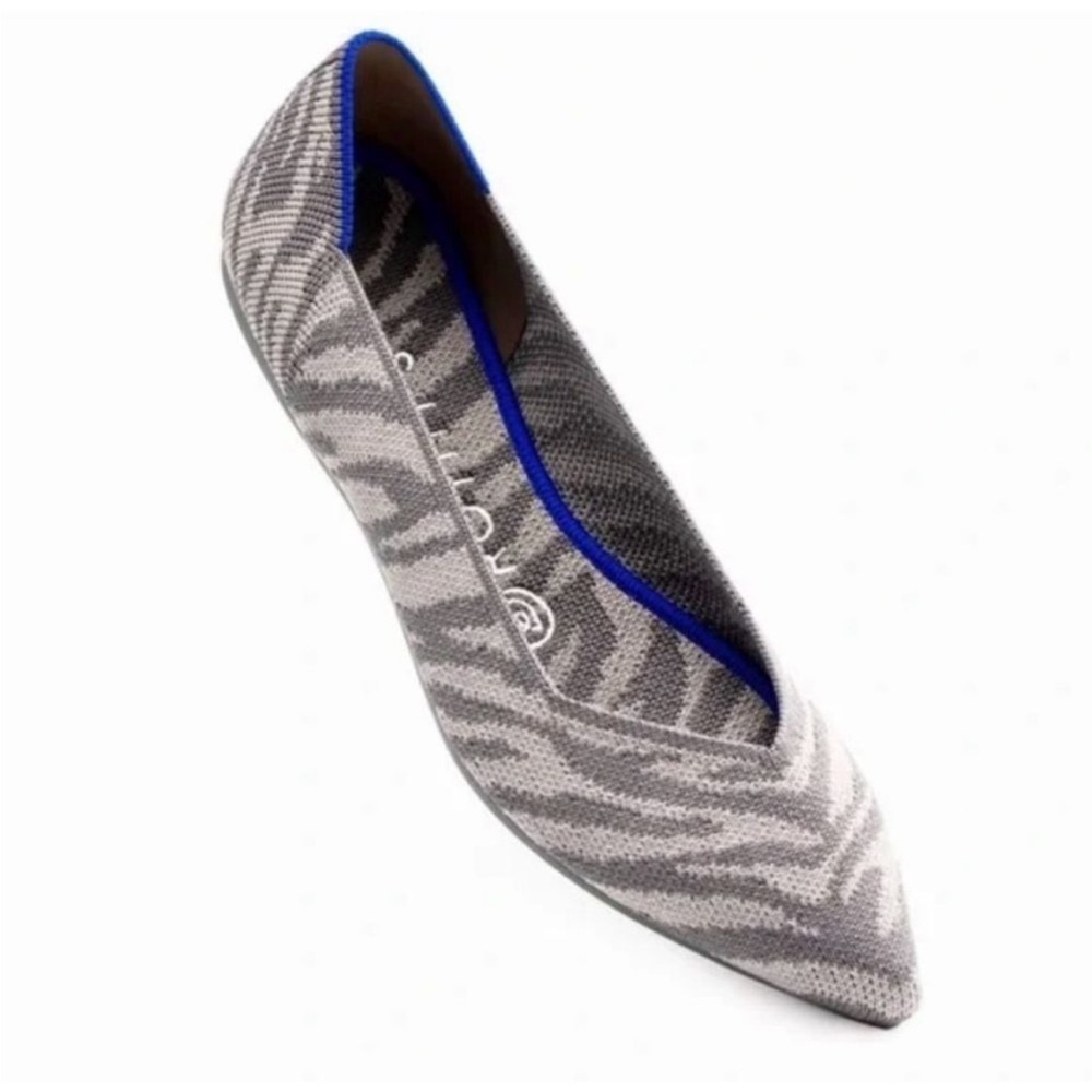 SOLD! Rothy's Retired The Point Grey Zebra Shoes Slip On Ballet Flats Womens 9.5 - Picture 2 of 13